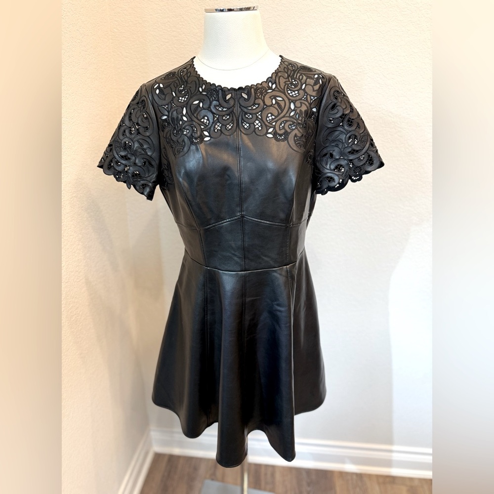 Shoshanna Vegan Leather Cutout Dress - Size 10
